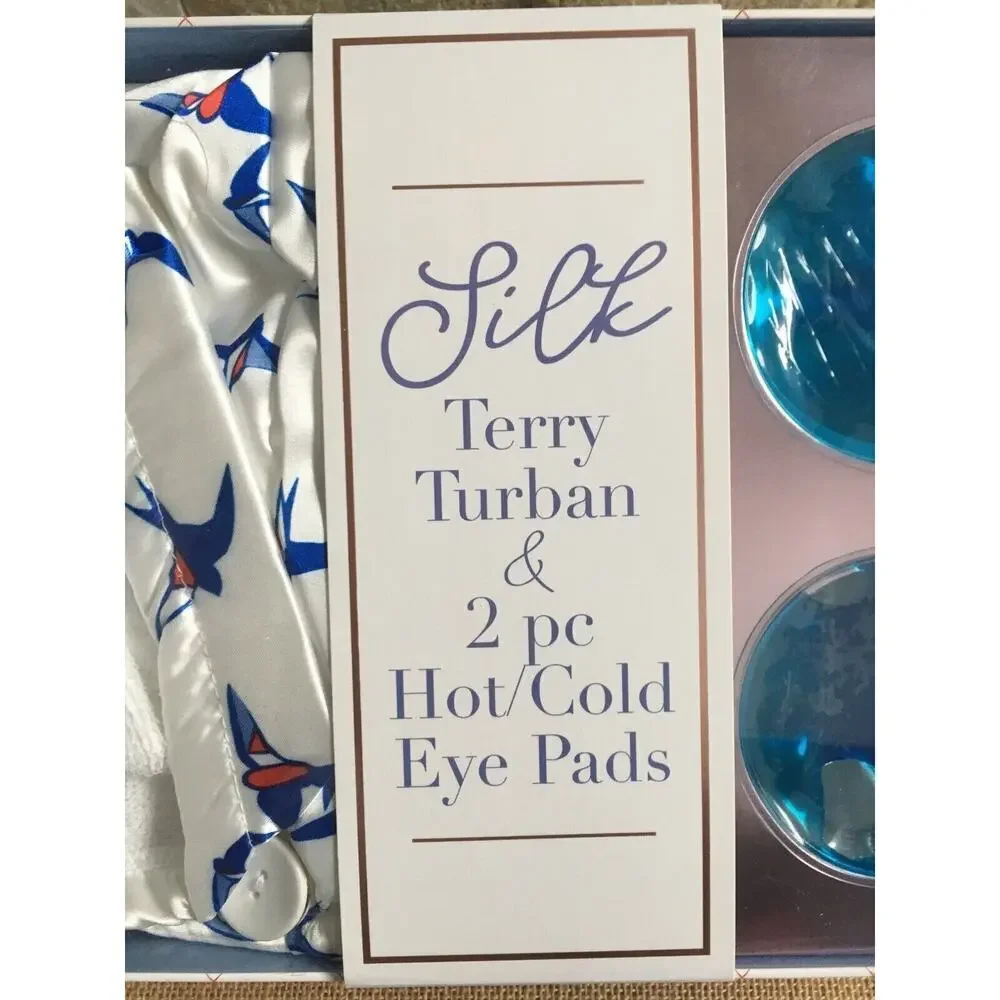 Tru Spa Silk Terry Turban & 2 Pc Hot/cold Eye Pads Spa Womens Set New